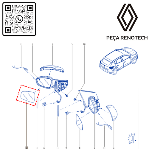 RN 62976R-L 963662976R LENTE DO RETROVISOR ESQ. KARDIAN - 4